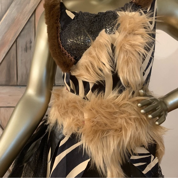 Animal Print Mini Dress With Fur Size 12 - Picture 4 of 8